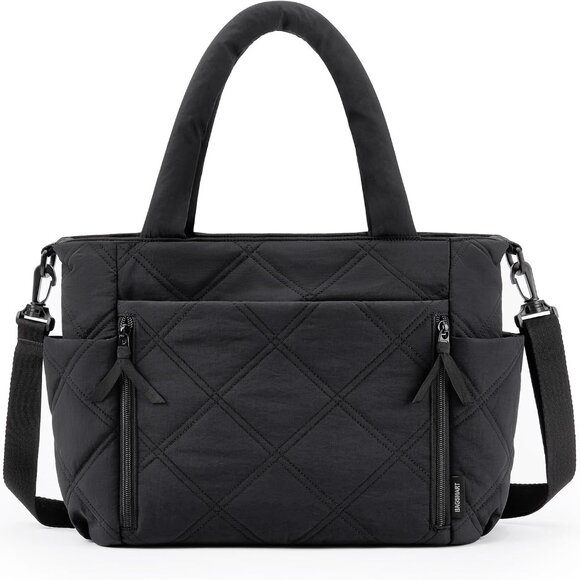 Women’s Puffer Tote Bag Quilted Travel Work Shoulder Crossbody 21L - Picture 1 of 7